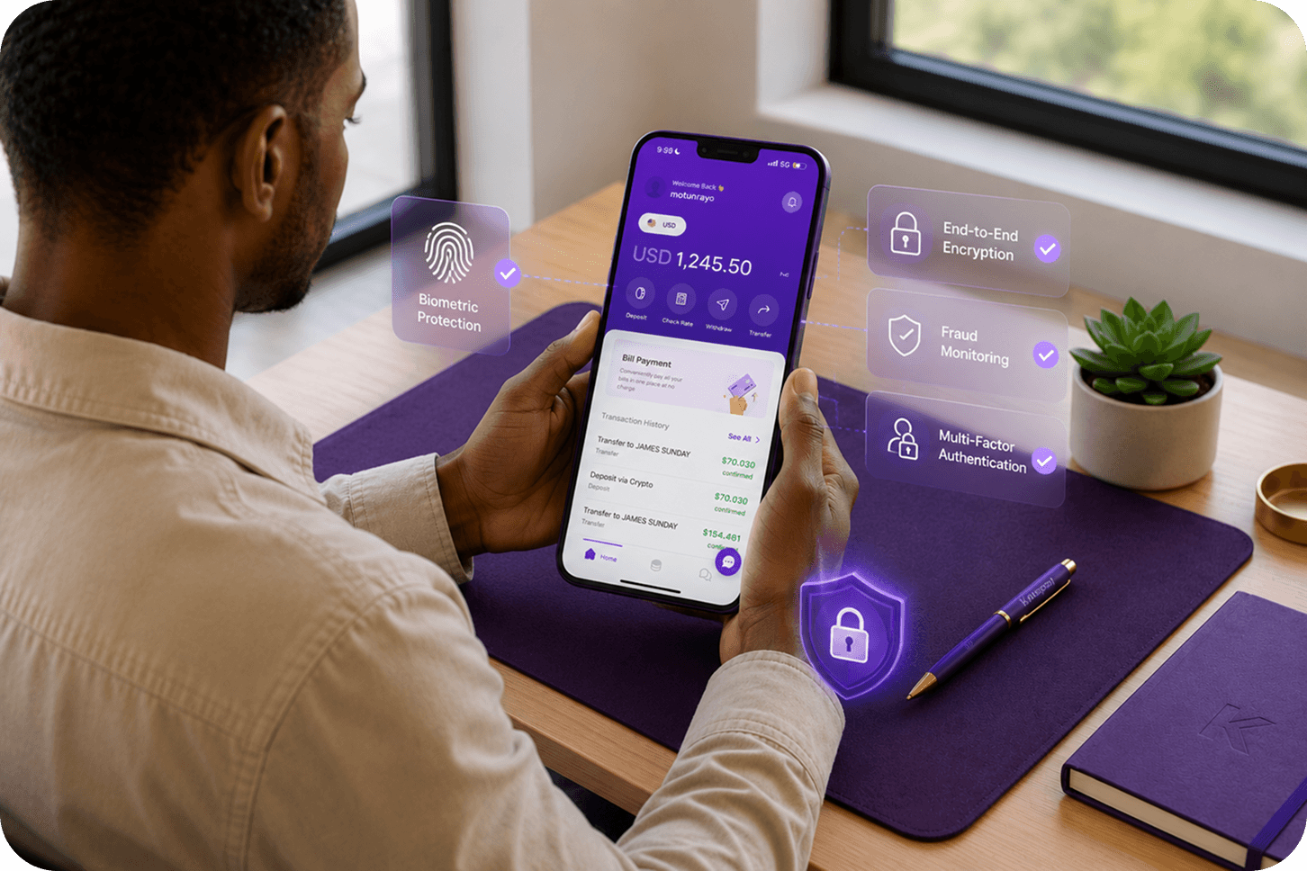 Person using Kokopay securely